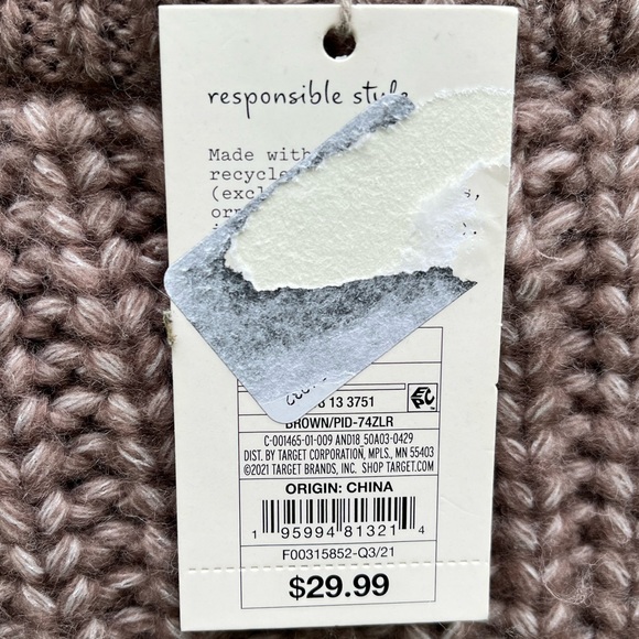 NWT A New Day Brown Chunky Gold Button Front Cardigan - Picture 5 of 5